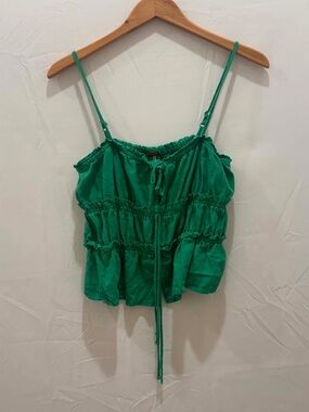 Amber Sky Women Green Ruched Tiered Spaghetti-Strap Cami XL